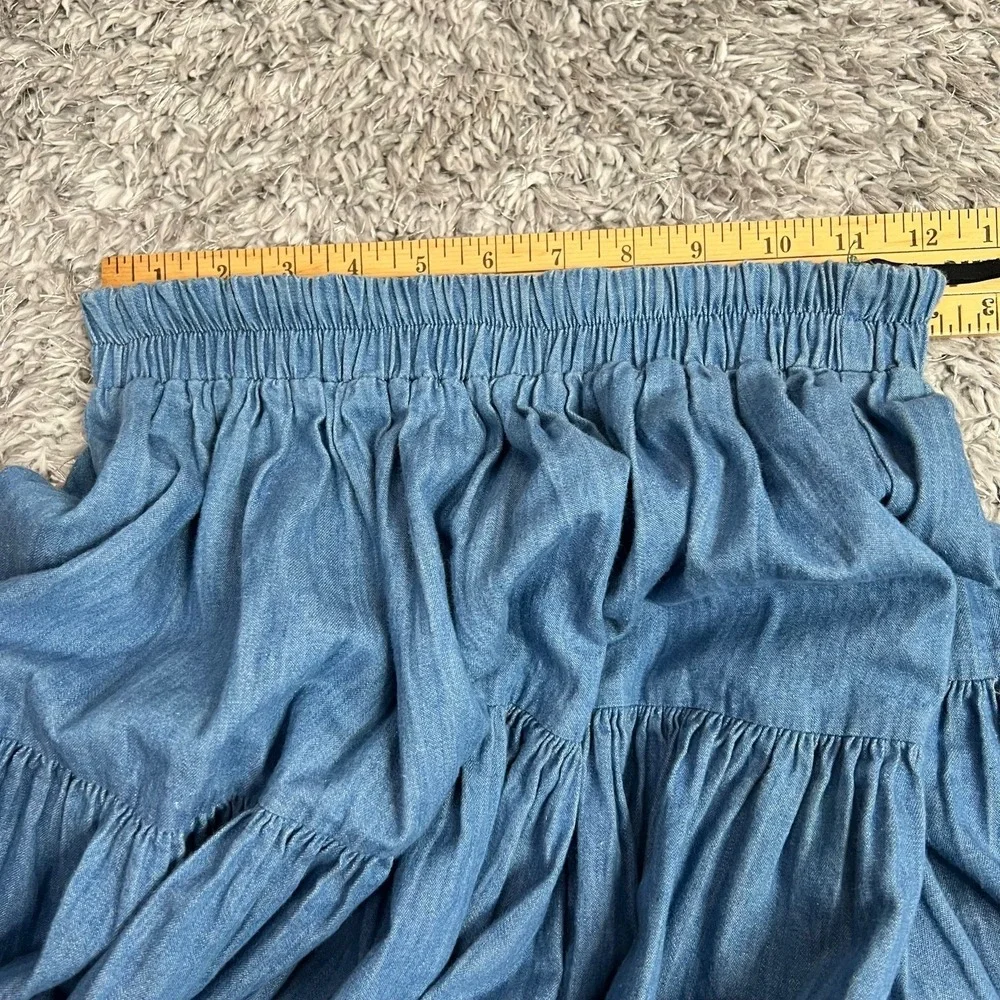 Vtg On The Verge Skirt Womens S Chambray Tiered Prairie Beach Cowgirl Boho USA